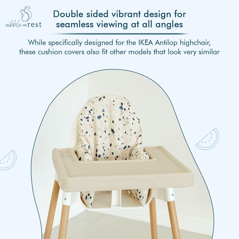 Nibble and Rest Highchair Cushion Cover for Inflatable Cushion, Compatible for IKEA Antilop Highchair,Accessories Stain-Proof and Wipeable Cover (Cushion NOT Included)(Earthyterrazzo) - Image 5